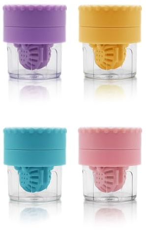 Vastsoon Contact Lens Case, 2 in 1 Manual Contact Lens Washer Cleaner Storage Case Portable Size Solution Soaking Container for Travel, Daily Use (4 Colors)