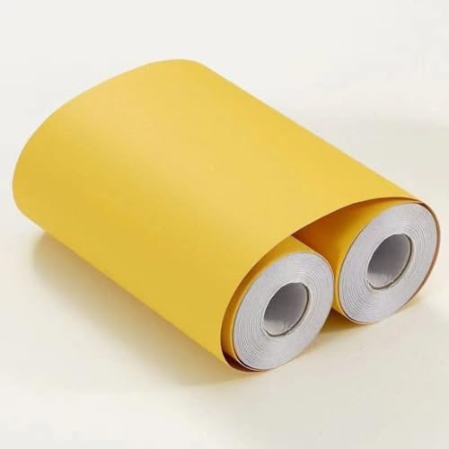VisitRyl Yellow self Adhesive Wallpaper Border wall Tiles Decorative, Peel and Stick wall Border Bathroom Stickers Yellow Matte 30cm X 1000cm