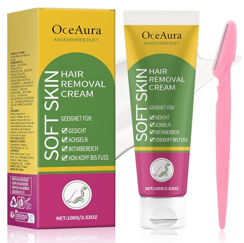Crema Depilatoria Mujer,Crema Depilatoria Mujer Genitales con Cuchilla,Hair Removal Cream para Zonas Privadas,Púbico,Bikini,Cuerpo,Piernas y Axilas,Piel Sensible,Suavidad Duradera,100ml