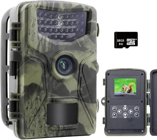 RecorCam Wildlife Camera 36MP 4K, Trail Camera with Night Vision Motion Activated 120° Detecting Range IP66 Waterproof, for Garden and Nature Wildlife Scouting, with 16GB Card (HC804A)