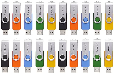 Intenso Basic Line USB 2.0 Stick Set – 20 x 4 GB ad alta velocità, multicolore con etichette