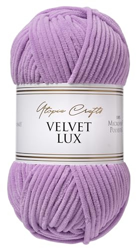 Utopia Crafts Velvet Lux Chenille Yarn 100g (Soft Lilac)