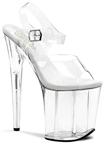 Pleaser FLAMINGO-808 - Sandali da donna con tacco altissimo, Trasparente Trasparente Clr Clr, 36 EU
