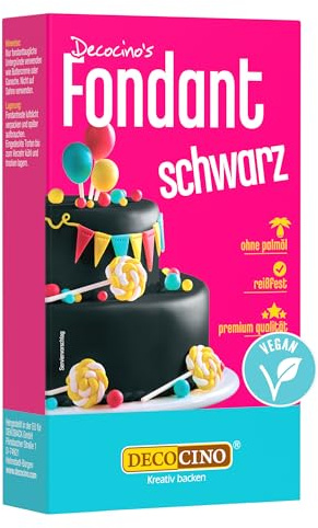 Decocino Fondant, Schwarz, 250 g (1er Pack) - ideal zum Verzieren von Kuchen, Torten, Cupcakes – Palmölfrei & vegan