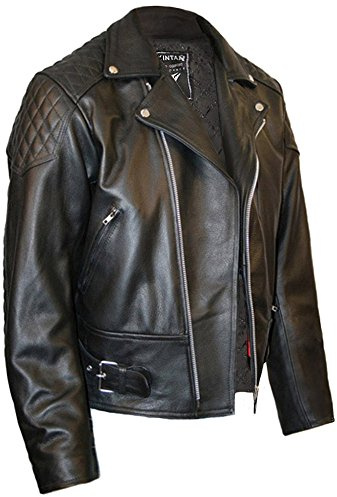 Skintan Herr Läder Biker Motorcykeljacka Svart, Svart, 54