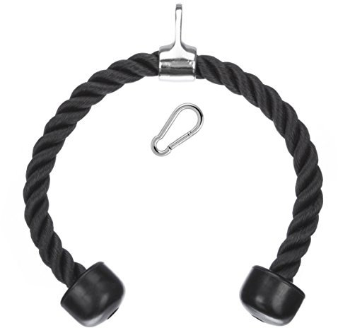 Katai – Tricep Rope for Cable Machines – Push Down & Pull Down Attachment with Snap Hook Carabiner – Heavy-Duty Braided Rope for Home & Commercial Gym Workouts