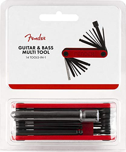 Fender 14-in-1 Guitar Multi-Tool Setup & Maintenance Kit | Guitar setup kit, hex wrenches, truss rod wrench, screwdrivers, ruler, electric guitar luthier tool, all makes and models