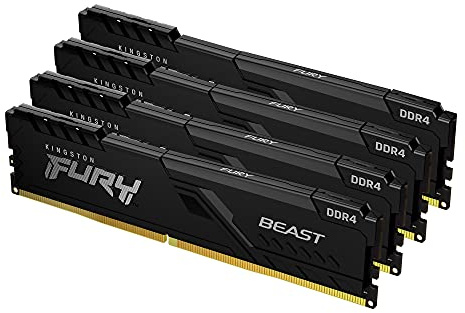 Kingston FURY Beast 64GB (4x16GB) 3200MHz DDR4 CL16 Desktop Memory Kit of 4 KF432C16BB1K4/64