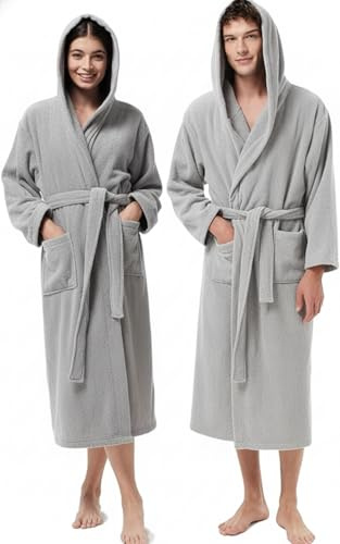 Jenny Sesal Accappatoio in Cotone con Cappuccio Uomo Donna M Grigio