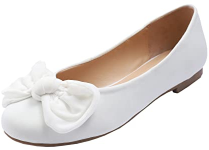 Feversole Women's Round Toe Cute Bow Trim Ballet Flats, Bailarinas de Punta Redonda Decoradas con Lazo de Mujer Bonita
