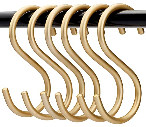 10-Piece Gold S-Shaped Heavy Duty Multi-Purpose Storage Hooks for Hanging Pans, Pots, Plants, Towels & Clothes