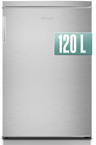 HEINRICHS Getränkekühlschrank 120L klein kompakt leise: 40db mit Gefrierfach(13L) Mini-Bar; Tisch-Kühlschrank; Mini Kühlschrank mit Gefrierfach; perfekt geeignet für Büro Camping Garten Outdoor,inox