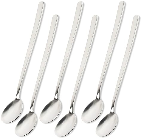 Schramm® 6 ou 12 cuillères à latte macchiato au choix en noir, argent ou or Cuillère à oeufs Cuillère à thé Cuillère de service Cuillère à café, Couleur:silber, Nombre:6 Stück