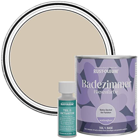 Rust-Oleum Beige Water-Resistant Bathroom Tile Paint in Satin Finish - Butterscotch 750ml