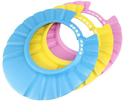 Duschhaube Baby,3 PCS Einstellbare Baby Duschhaube Kinder Wasserdichter Schutz Badekappen Duschvisier Weiche für Kleinkind Babypflege