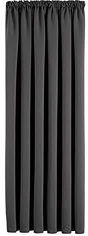 Aspire Homeware Door Curtain Pencil Pleat Blackout Grey Curtains for Living Room Super Soft Thermal Insulated Single Panel 66 x 84 inch Drop Bedroom Curtains with 1 Tie Back