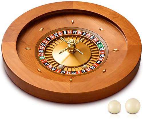 Leyndo 20 Inch Wooden Roulette Wheel with 4 Roulette Balls Casino Grade Precision Bearings Roulettes Wheel Turntable Leisure Table Games for Home Professional Use Night Party Game(Classic Pro)
