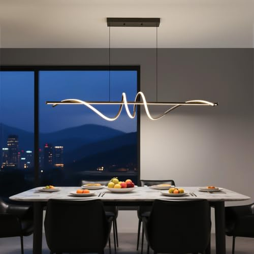 Mikeru Suspension Pour Table à Manger, Lampe Suspendue De 120 Cm Au Design Moderne En Spirale, Noir, Avec RéGlage Gradable Et TéLéCommande, Lampe Suspendue Led Pour Salle à Manger, Bureau, Cuisine.