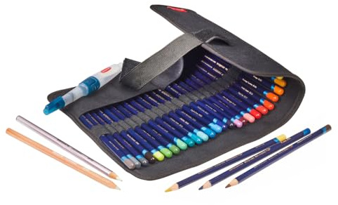 Derwent Federmäppchen, Schwarz, Rollmäppchen für Erwachsene, Nylon, Etui mit Klettverschluss, hochwertiges und strapazierfähiges Mal- & Bürozubehör, 2306206