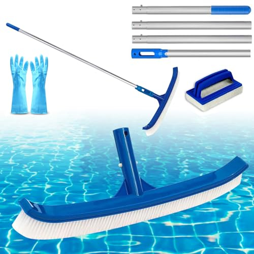 Poolkescher,Pool kescher Feinmaschig 185cm Lang,Bodenkescher Pool,Laubkescher Pool,Pool Reinigungsset,Laubkescher Pool mit Poolbürste,Pool Kescher Set,für Schwimmbad, Spas,Teich,Whirlpools