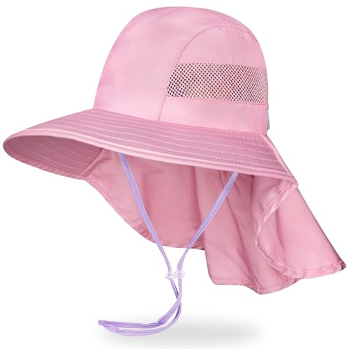 MHJY Bob Enfant Chapeau Bebe Fille Soleil Casquette Anti UV Casquette de Plage Réglable, Chapeaux Seau Licorne avec Rabat à Large Bord pour Les Tout-Petits de 2 à 9 Ans