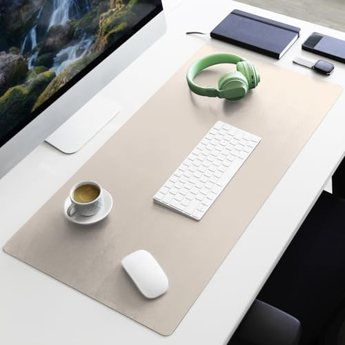 Floordirekt Schreibtischunterlage aus Kunstleder - Schreibtisch Unterlagenmatte, Tischauflage für Büro und Schule, Mousepad Schreibunterlage, Schreibtischmatte Nero (Beige, 80 x 40 cm)