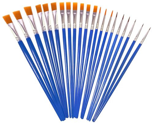 OWill 21 Pieces Pinsel Set, Pinsel Acrylfarbe für Aquarellmalerei, Ölmalerei, Acrylmalerei, Felsmalerei, Gesichtsbemalung, Körperbemalung und Basteln