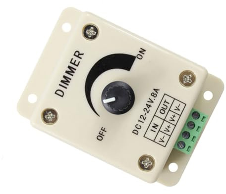 Artibetter Dimmer da Muro Manuale Pwm 12v 8a Manopola per LED Monocromatici, Regolatore Luminosità per Strisce LED e Lampade, Interruttore Dimmerabile per Camper e Barche