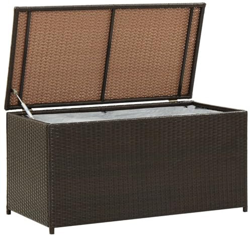 Gecheer Scatola portaoggetti da giardino in resina intrecciata 100 x 50 x 50 cm, marrone, per esterni organizzatore di attrezzi da giardino, cassapanca per cuscini per balcone, piscina, terrazza