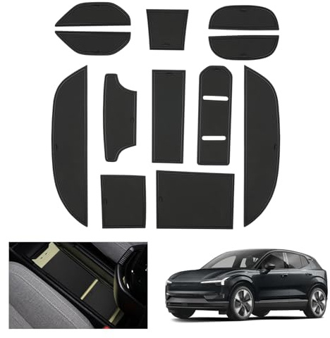 GAFAT Compatibile con Volvo EX30 2024 2025 2026 Tappetini Antiscivolo, Nuevo EX30 2025 Tappetini in Gomma per Console Centrale, Supporto per Bicchieri, Cuciture Porte, Accessori EX30 (Nero)