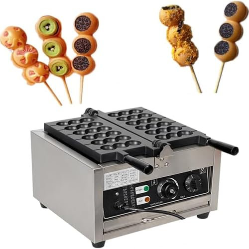 Commercial Electric Bubble Skewer Waffle Ball Machine 6-Grid Nonstick Waffle Balls Maker Iron Stainless Steel Belgium Waffle Ball Stick Maker 1400W