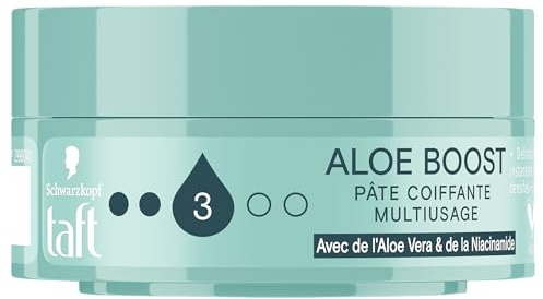 Taft, Schwarzkopf, Pate Coiffante Cheveux, Fixation Moyenne, Aloe Boost, Multi usage, Aloe Vera et Niacinamide, Volume des la racine, Effet cheveux densifies, Hydratant, Definition longue duree, 75ml