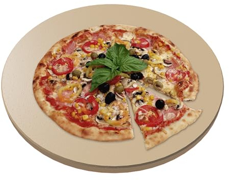 LAMPIZZERIA 14-inch Round Pizza Stone for Oven & Grill Cordierite Baking Stone for Pizza Bread Crispy Crust BBQ, Camping & Outdoor Cooking Stone with High Heat Resistance