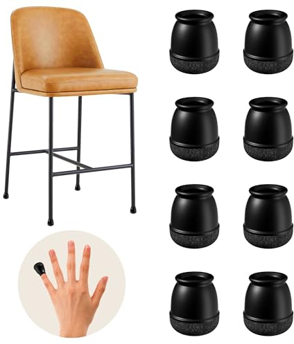 20PCS Black Extra Small Skinny Chair Leg Floor Protectors, Fit 0.4-0.5