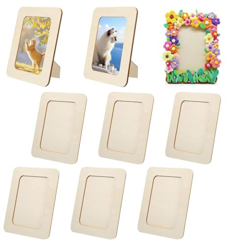 6Pcs Wooden Frames for Craft - 14x19 cm Unfinished DIY Wooden Picture Frames, Photo Frame Craft for Painting & Decorating, Creativity Photo Frame for Kid Gift