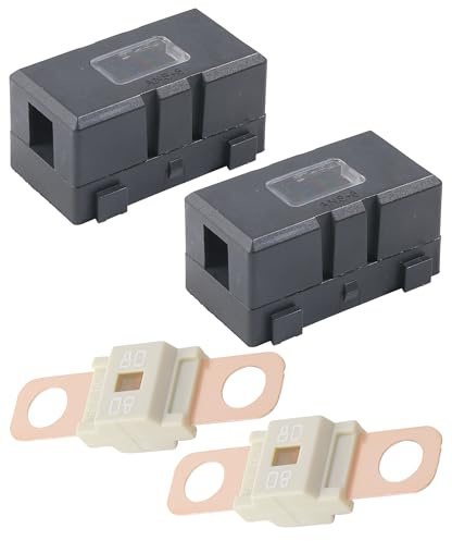 Xibao Platta bilsäkringar, 12 V säkringshållare, 12 volt säkringshållare och 2 stycken högströms Midi-säkringar, lämplig för bil, lastbil, byggfordon, bussar och husvagnar (80A)