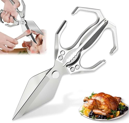 Multifunctional Heavy-Duty Kitchen Shears, 2025 New Heavy Duty Kitchen Scissors for Food with Ergonomic Handle, High-Carbon Steel Culinary Shears for Chicken,Meat, Seafood,Bone Cutting