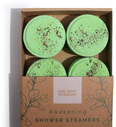 Awakening Shower Steamers, Natural Aromatherapy Tablets with Essential Oils, Pink, 4 Pack, Handmade Bath Set for Relaxation and Mood Enhancement
