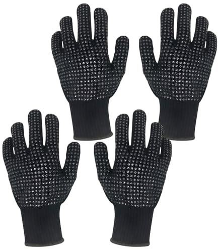 HEUIOP 2 airs of Oven Gloves Heat Resistant,Long Wrist Silicone Oven Gloves with Fingers Heat Resistant 800°C / 1472°F for Barbecue Cooking Grilling Smoker Welding Soldering