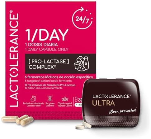 LACTOLERANCE Pack Scoperta 1/DAY + ULTRA – Integratori Alimentari per la Digestione del Lattosio – Probiotici (10 Miliardi CFU) + Lattasi 20.000 FCC con Lipasi – Uso Quotidiano e al Bisogno