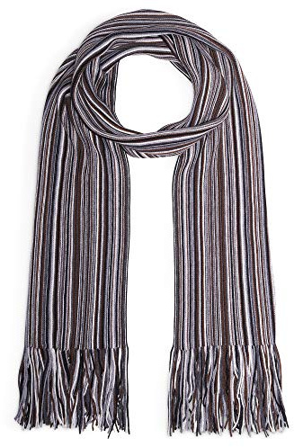 Bufanda de Hombre en Lana Merino Extra Fina - de Rayas para Invierno | Lana Merino Extra Fina, Suave y Cálida, Ideal como Regalo de Invierno para Hombre, Motivo de Rayas Clásico