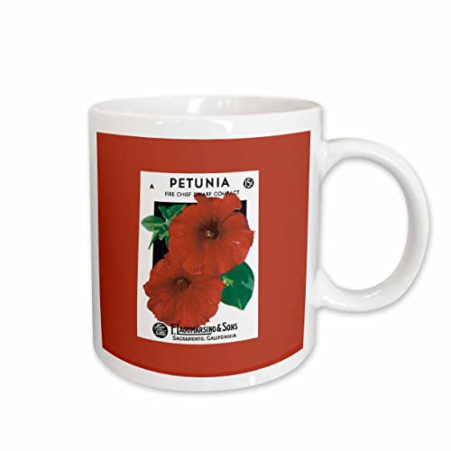 3dRose Petunia Fire Chief Dwarf Compact Deep Red Flower Seed Packet 11oz Mug
