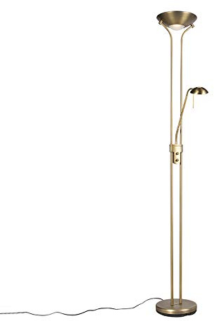Qazqa diva - LED Dimmerabile Lampada da terra uplighter dimmer incluso Moderno - 1 luce - Ø 254 mm - Bronzo - Moderno - Soggiorno I Camera da letto I Sala da Pranzo I Cucina