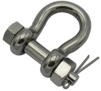 Stainless Steel Bow Shackle with Safety Pin 2 Ton 12MM (Marine Lifting Load Rated)