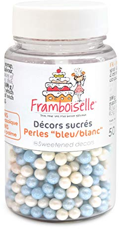 Framboiselle Pots Décors Sucrés Perles Bleu/Blanc 50 g