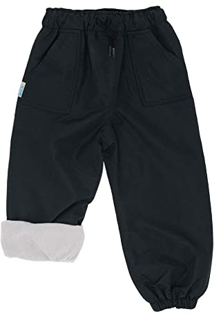 JAN & JUL Lined Water-Proof Pants Kids, Cozy Rain Gear for Boys Girls (Fleece-Lined: Black, 8 Years)