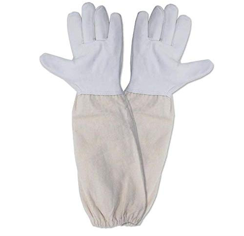 UOBEKETO Imkerhandschuhe Ziegenleder Imker Schutzhandschuhe mit langer Canvas-Hülle, perfekt für Imker Anfänger