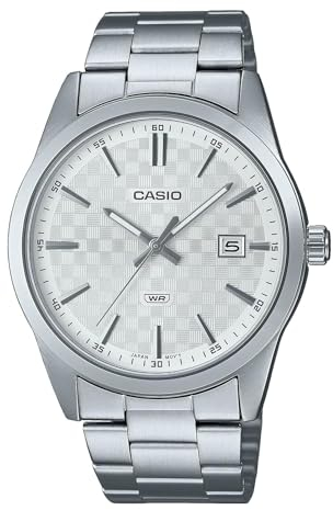 Casio Men Watch Analog Date Display White Dial Stainless Steel Band MTP-VD03D-7AUDF, Silver, Bracelet, Silver, bracelet