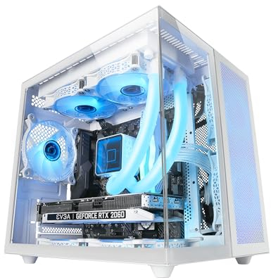 Mars Gaming MC-NOVAM Weiß, Custom MicroATX Compact Gehäuse, Dual Window Durchgehend Gehärtetes Glas, Modularer Rahmen Kammern, Frontgrill, Unterstützung Flüssigkeitskühlung, USB-C Anschluss