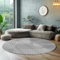 Hochflor Rund Teppich Wohnzimmer Küchenteppich Schlafzimmer Läufer Flur Skandi Boho Teppich 3D Design Flauschig Weich, Größe: 120 x 120 cm Farbe: Silber